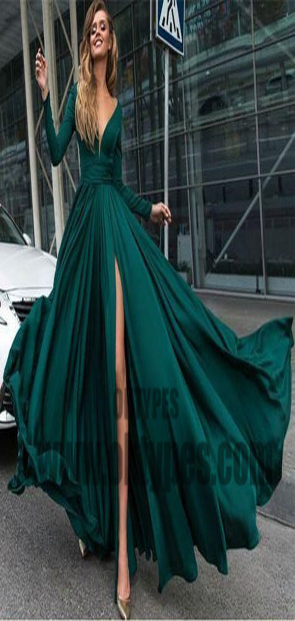 Green prom dress with sleeves-Sex photo